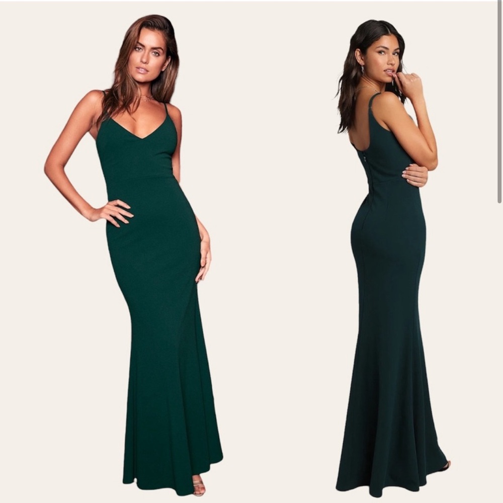 Lulu’s Infinite Glory Forest Green Maxi Dress S